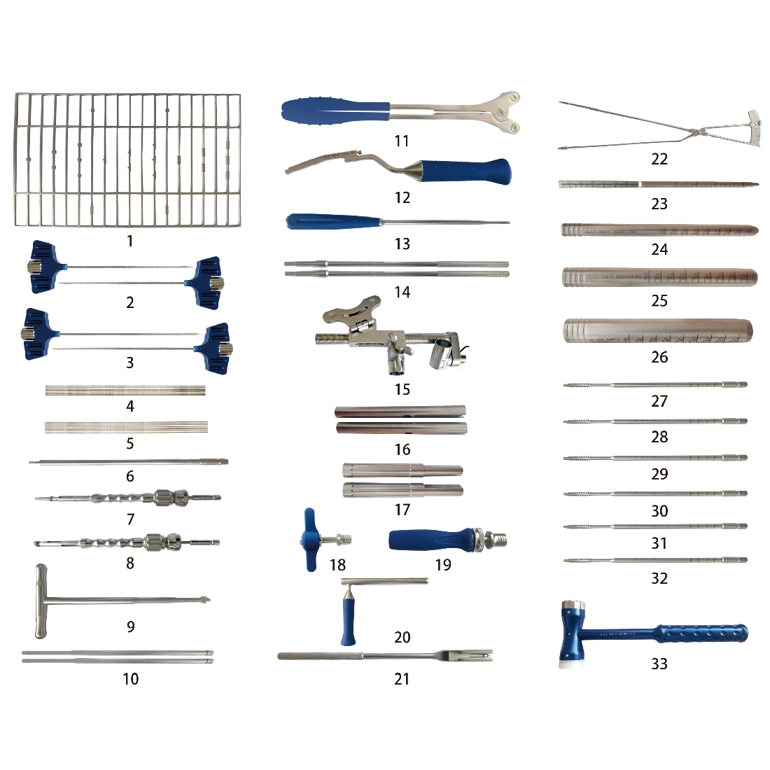 Zestaw instrumentów do wewnętrznego systemu mocowania kręgosłupa (IX)
