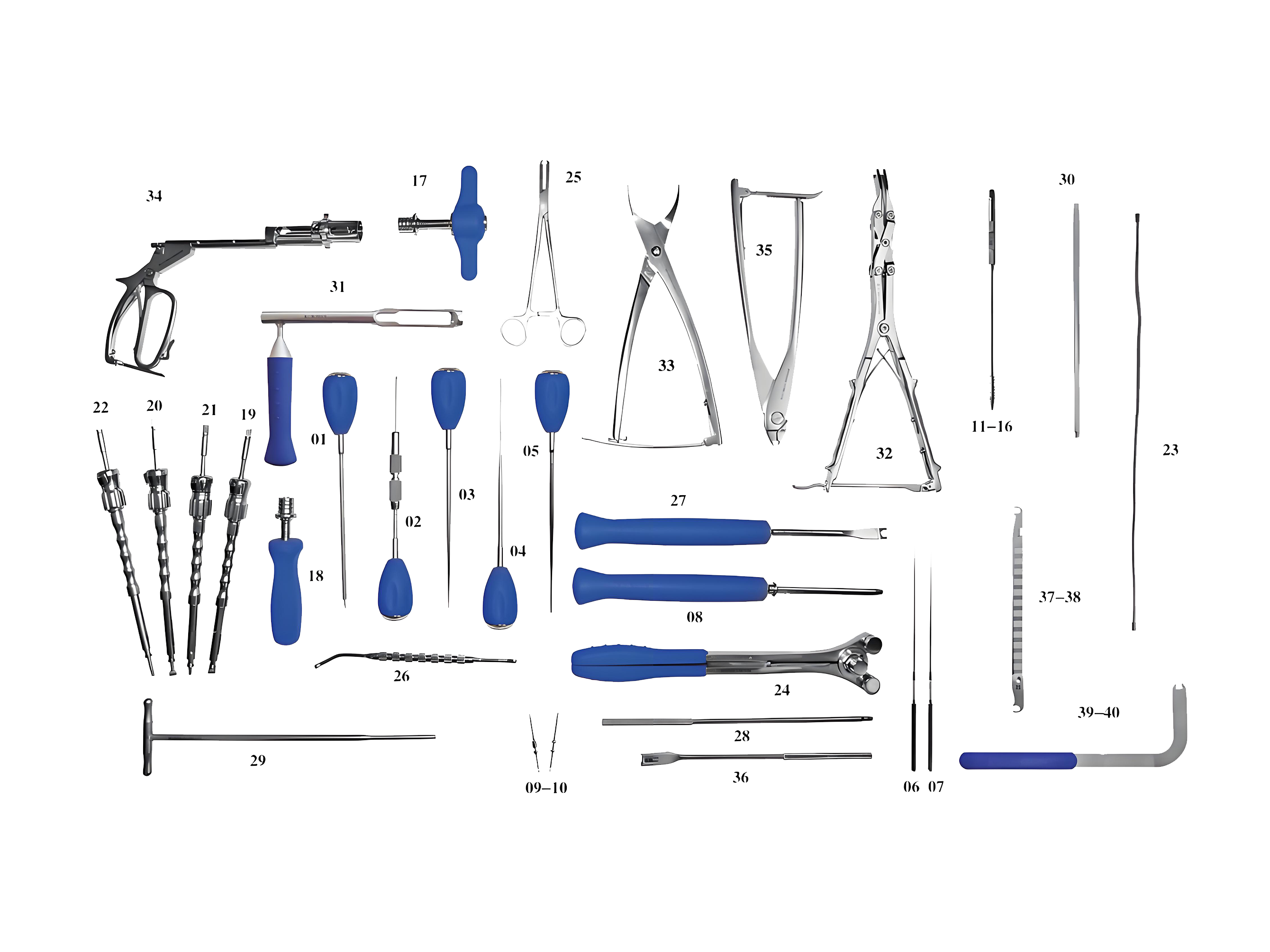 Zestaw instrumentów do wewnętrznego systemu utrwalania kręgosłupa (VI)